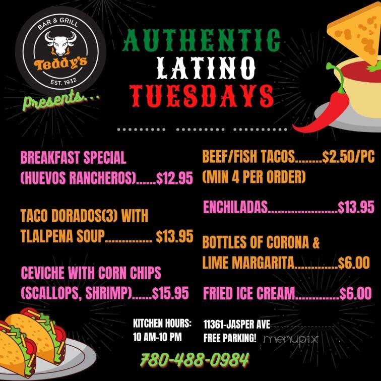 Teddy's Restaurant - Edmonton, AB menu_pic