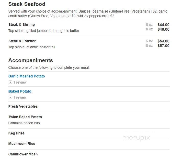 Keg Steakhouse & Bar - Prince George, BC menu_pic
