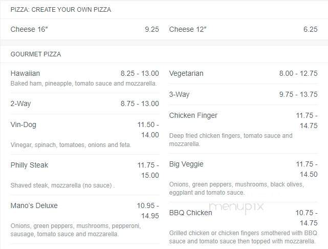 Manos Pizza - Methuen, MA menu_pic