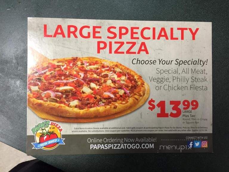 Papa's Pizza To Go - Maiden, NC menu_pic