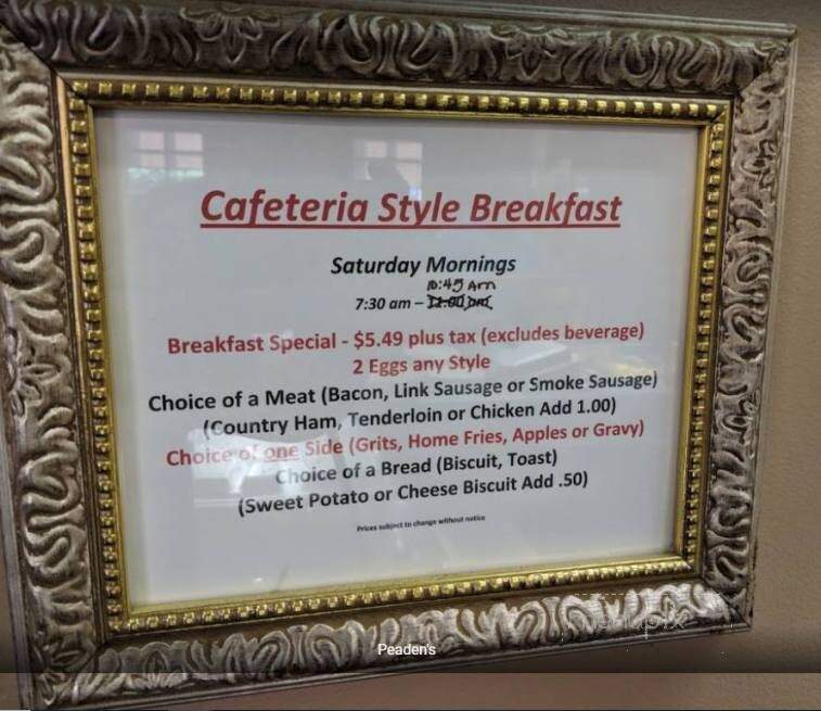 Peaden's - Greenville, NC menu_pic