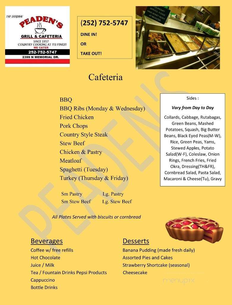 Peaden's - Greenville, NC menu_pic