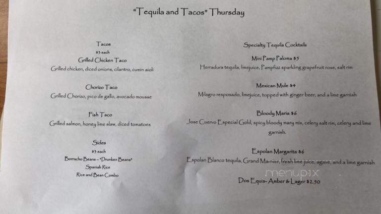 Vidalia - Boone, NC menu_pic