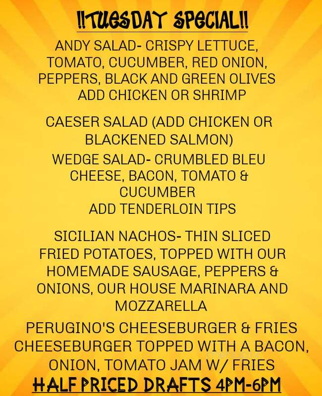 Andy Perugino Restaurant - Luzerne, PA menu_pic