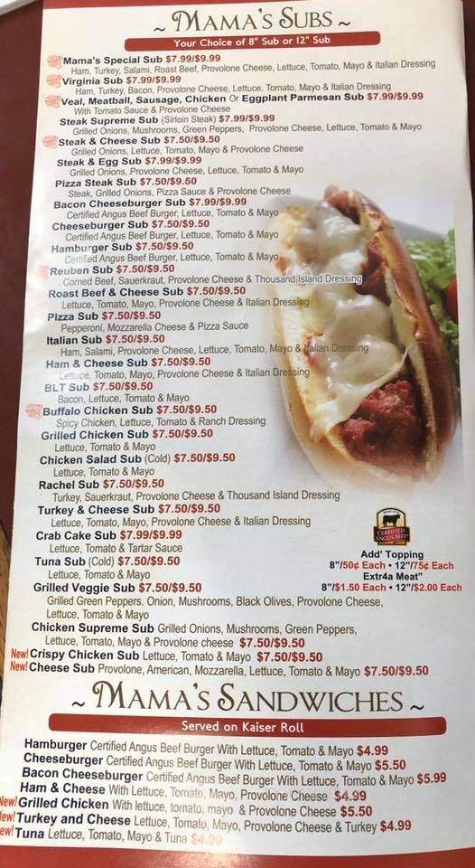 Mama's Pizza & Sub's - Culpeper, VA menu_pic