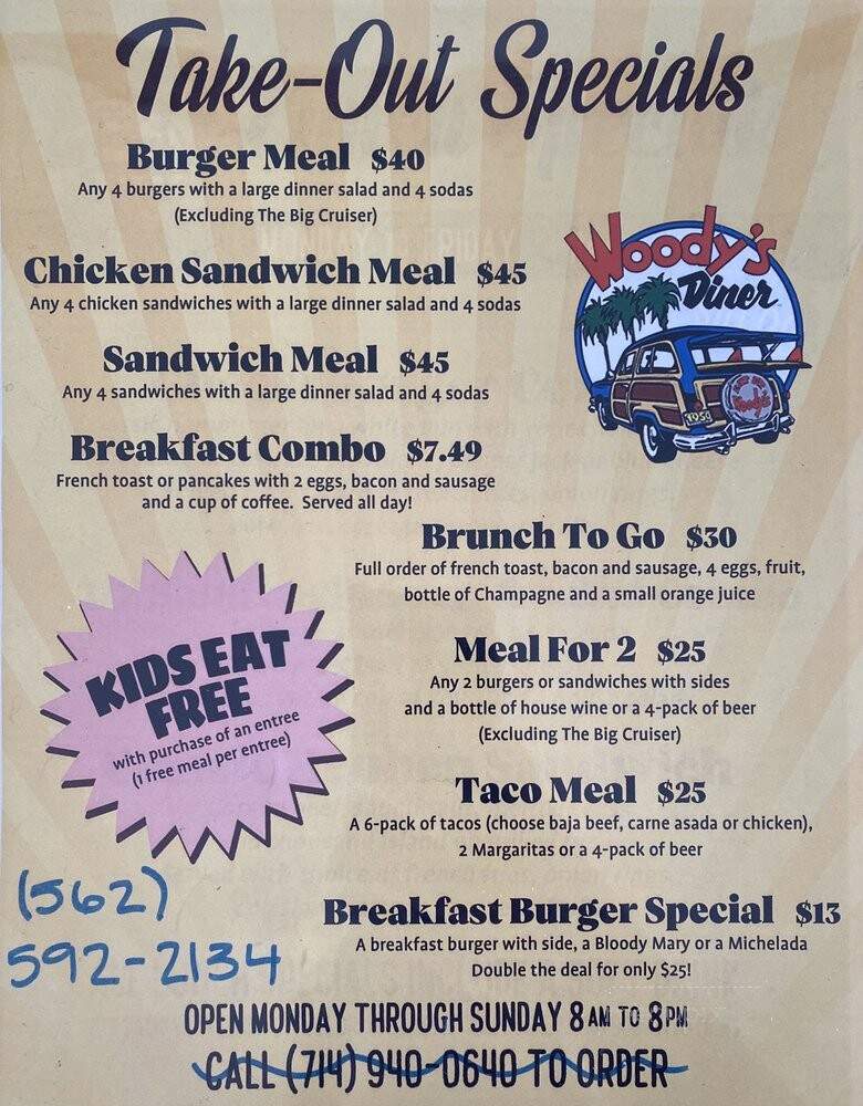 Woody's Diner - Sunset Beach, CA menu_pic