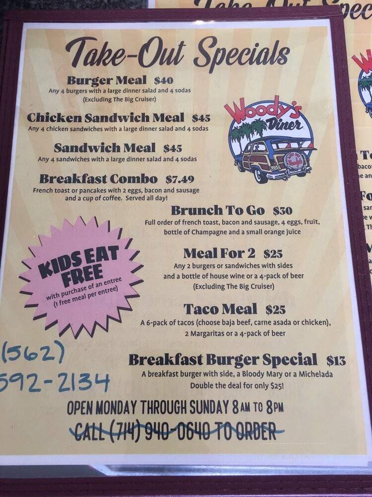 Woody's Diner - Sunset Beach, CA menu_pic