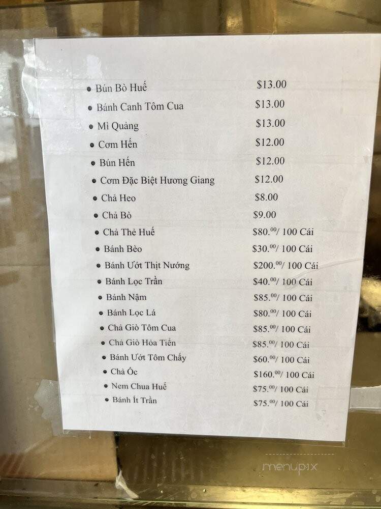 Huong Giang Restaurant - Westminster, CA menu_pic