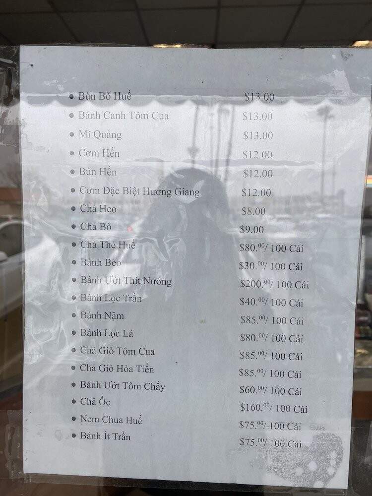 Huong Giang Restaurant - Westminster, CA menu_pic
