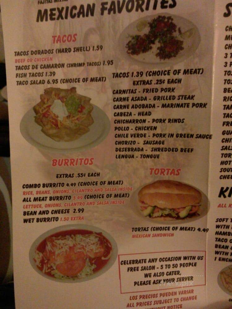 Casa Mota - Riverside, CA menu_pic