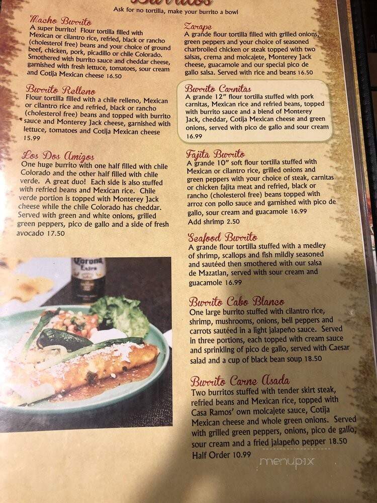 Casa Ramos Mexican Restaurant - Willows, CA menu_pic