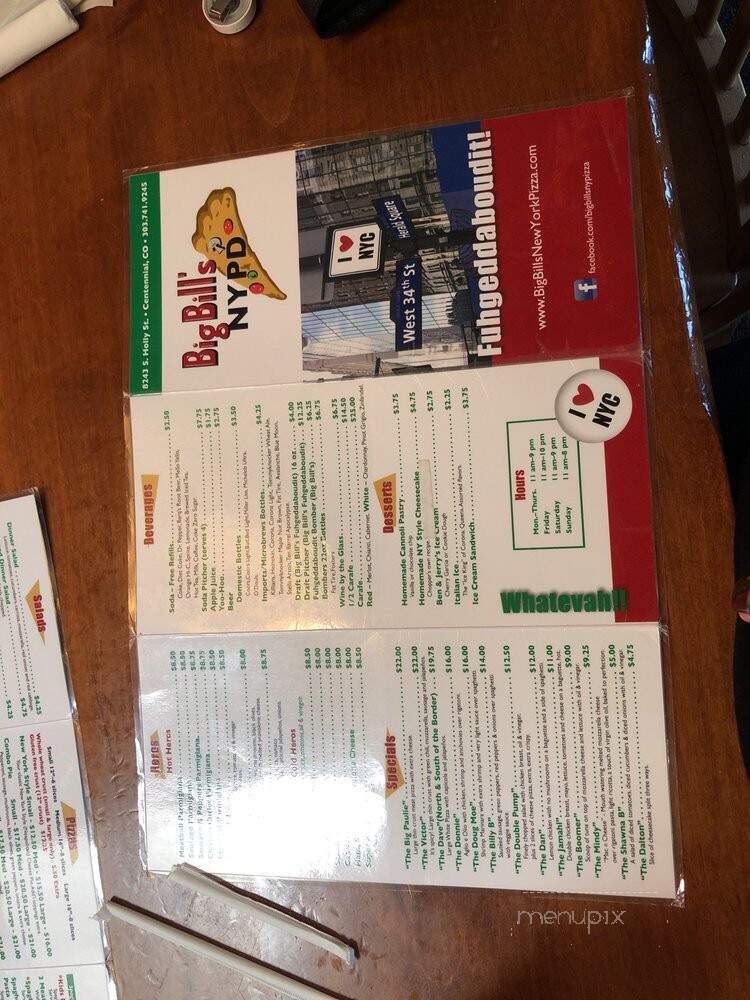 Big Bill's New York Pizza - Centennial, CO menu_pic