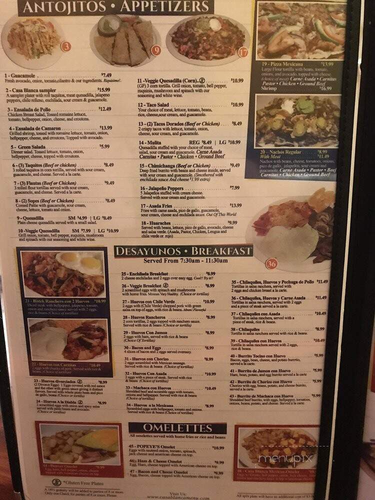 Casa Blanca Restaurant - Palm Desert, CA menu_pic