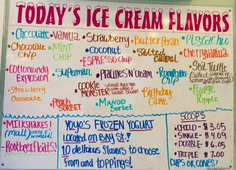 YoYo's Ice Cream - Beaufort, SC menu_pic