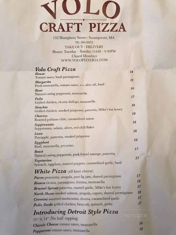 Volo Craft Pizza - Swampscott, MA menu_pic