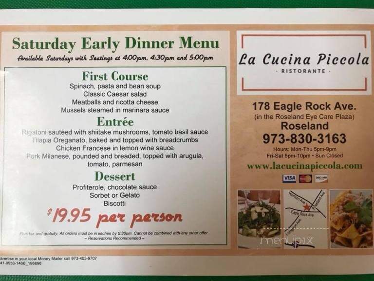 La Cucina Piccola - Roseland, NJ menu_pic