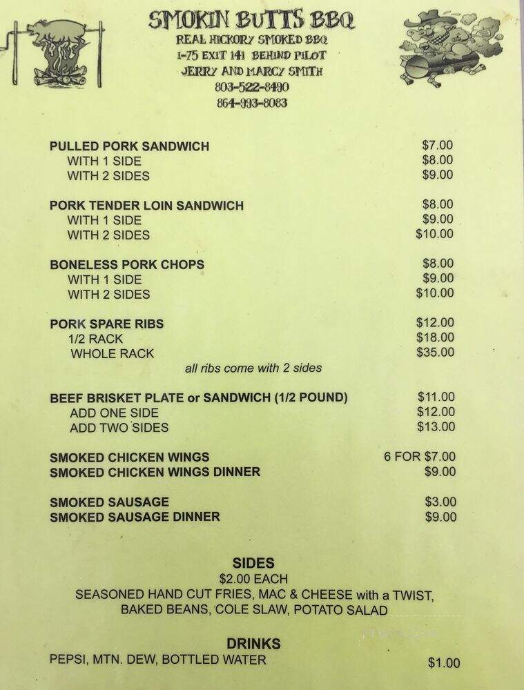 Smokin' Butts BBQ - Pioneer, TN menu_pic