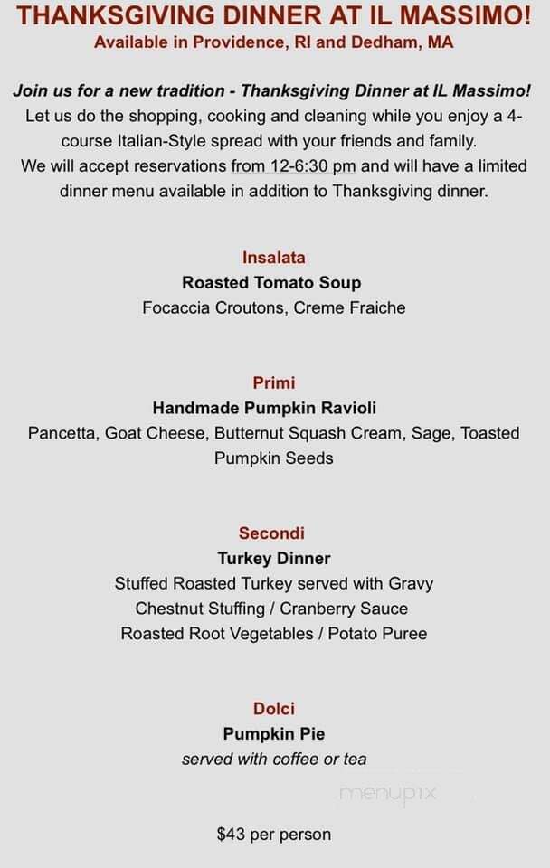 Il Massimo - Dedham, MA menu_pic