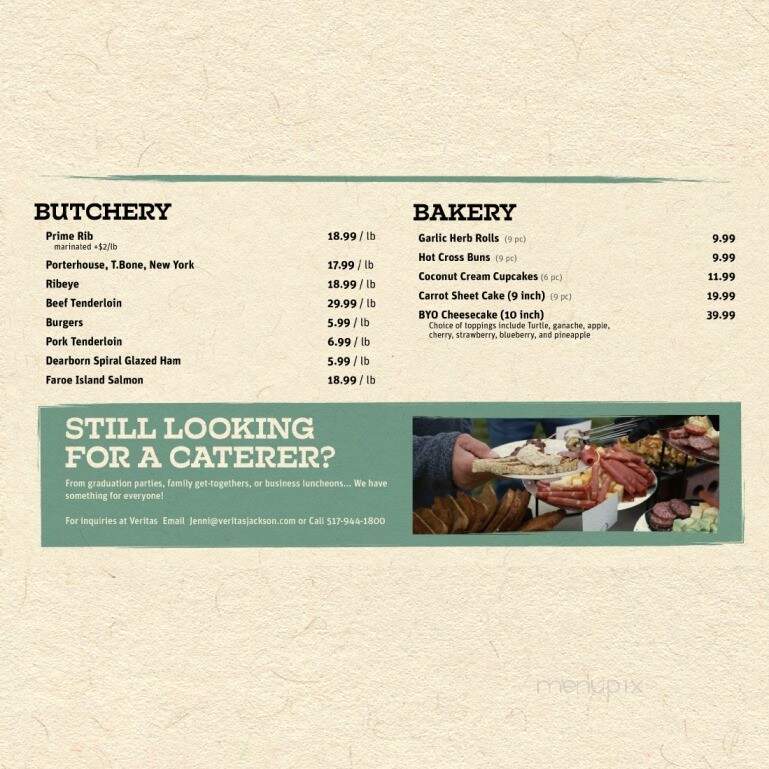 Veritas - Jackson, MI menu_pic