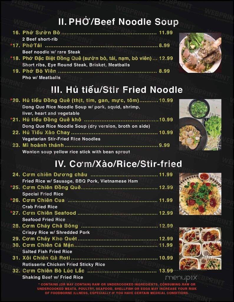 Dong Que - Peoria, AZ menu_pic