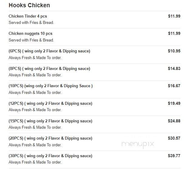 Hooks Seafood & Poboys - Gretna, LA menu_pic