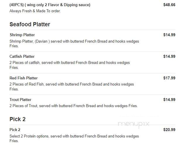 Hooks Seafood & Poboys - Gretna, LA menu_pic
