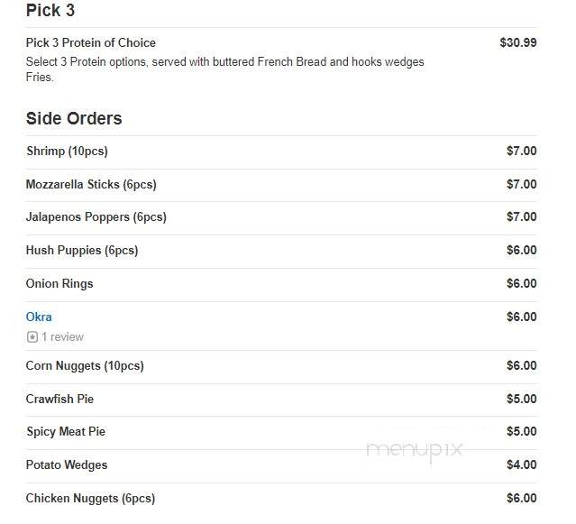 Hooks Seafood & Poboys - Gretna, LA menu_pic