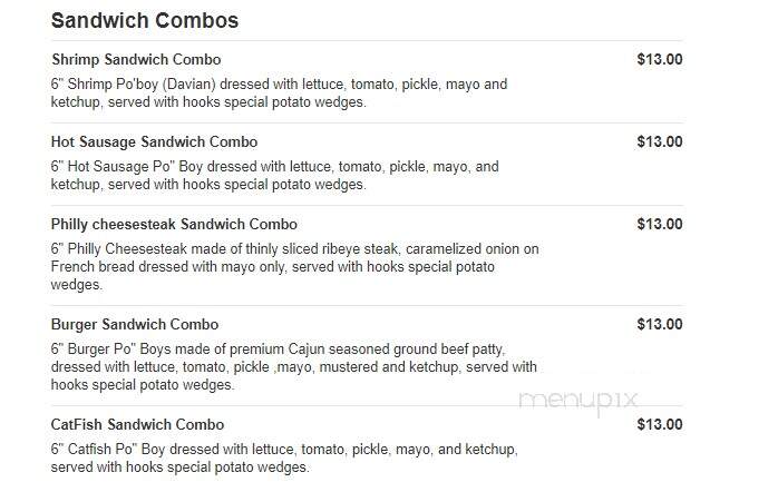 Hooks Seafood & Poboys - Gretna, LA menu_pic