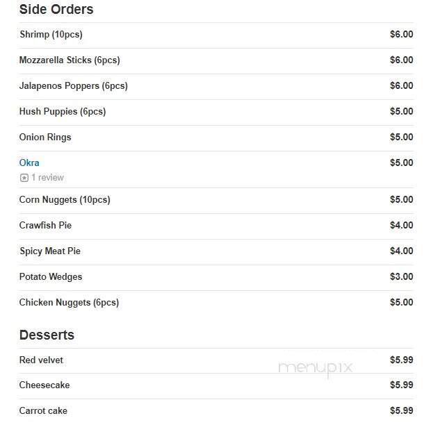 Hooks Seafood & Poboys - Gretna, LA menu_pic