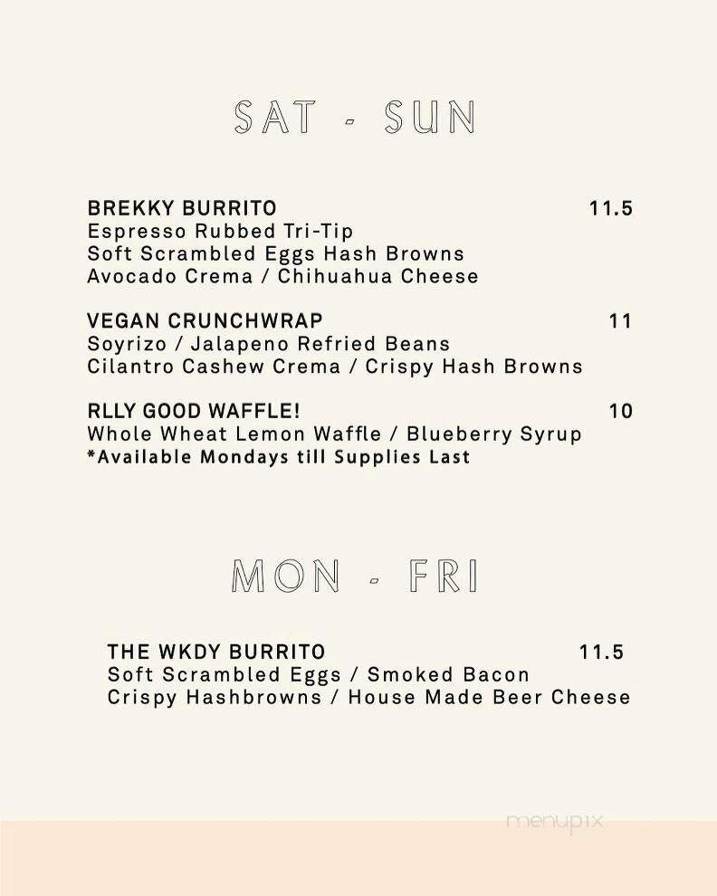 Arcade Coffee Roasters - Riverside, CA menu_pic