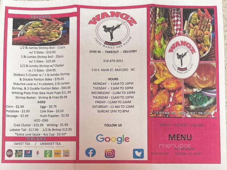 Wangz Bar & Grill - Raeford, NC menu_pic