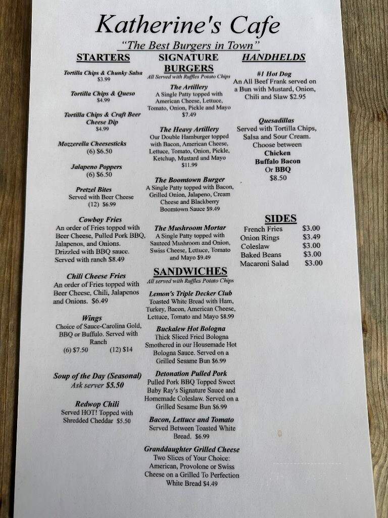 Katherine's Cafe - Nitro, WV menu_pic