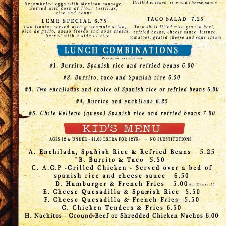 Los Compadres Mexican Restaurant - Hickory, NC menu_pic