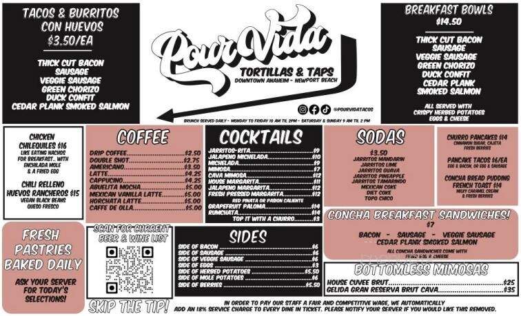 Pour Vida Tortillas & Taps - Fullerton, CA menu_pic