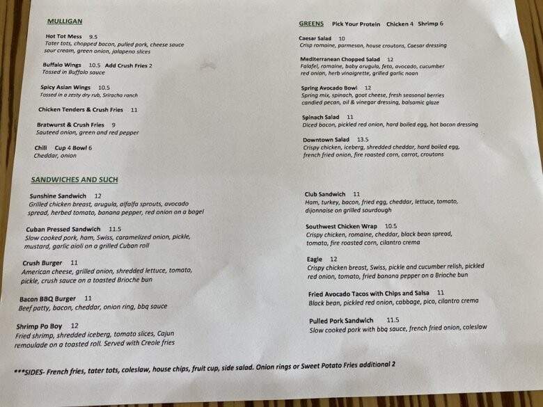 Duffer's Bar and Grill - Las Vegas, NV menu_pic