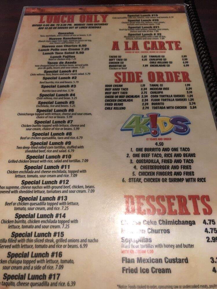 El Patron - Uniontown, PA menu_pic