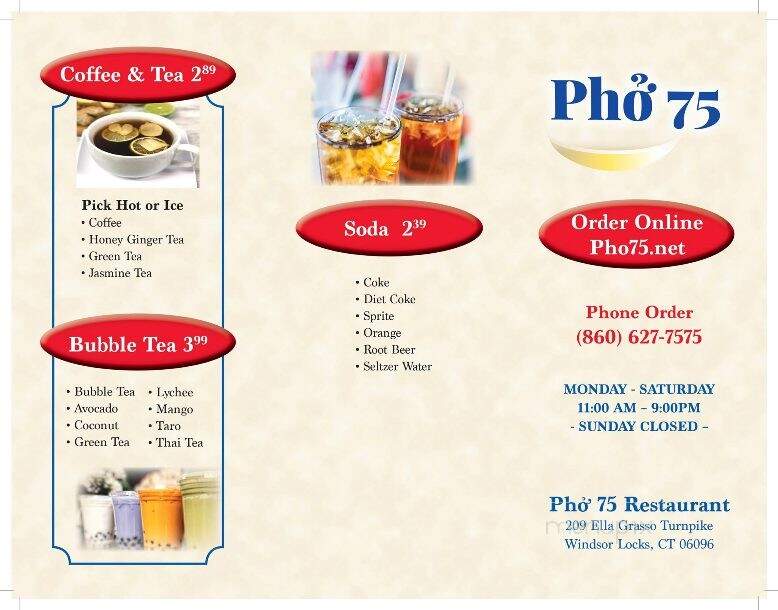 Pho 75 - Windsor Locks, CT menu_pic