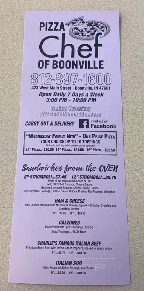 Pizza Chef of Boonville - Boonville, IN menu_pic
