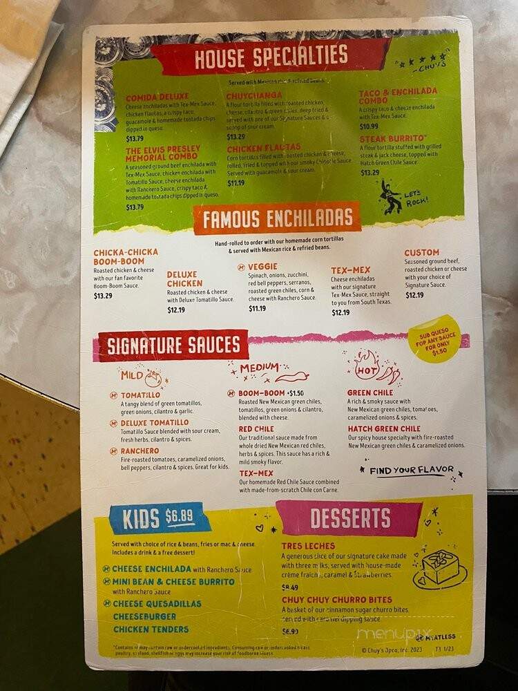 Chuy's - Knoxville, TN menu_pic