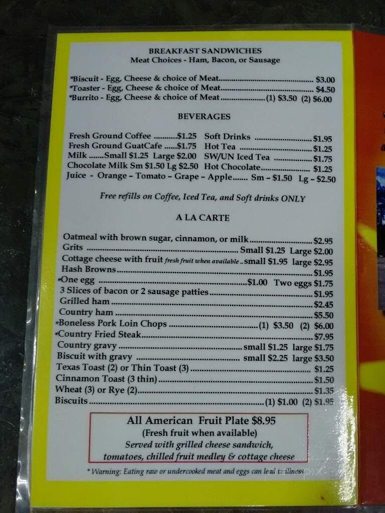Arrows Cafe and Barbeque - Heber Springs, AR menu_pic