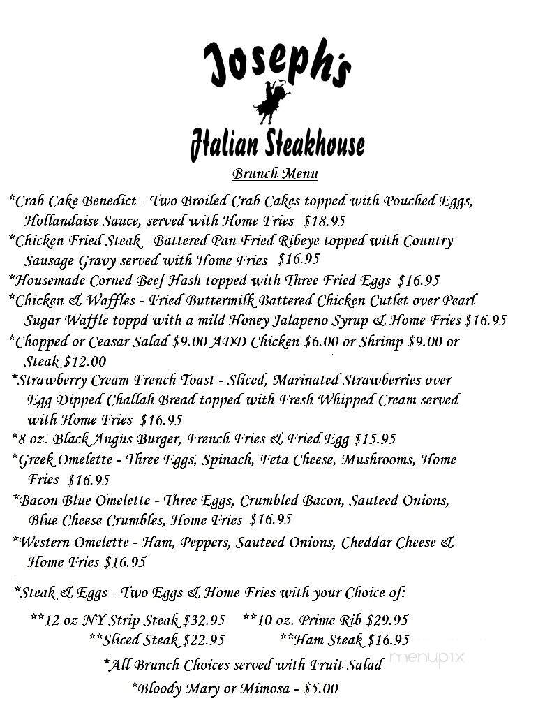 Joseph's Steakhouse - Hyde Park, NY menu_pic
