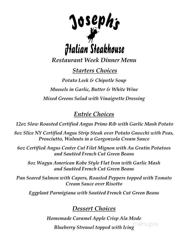 Joseph's Steakhouse - Hyde Park, NY menu_pic