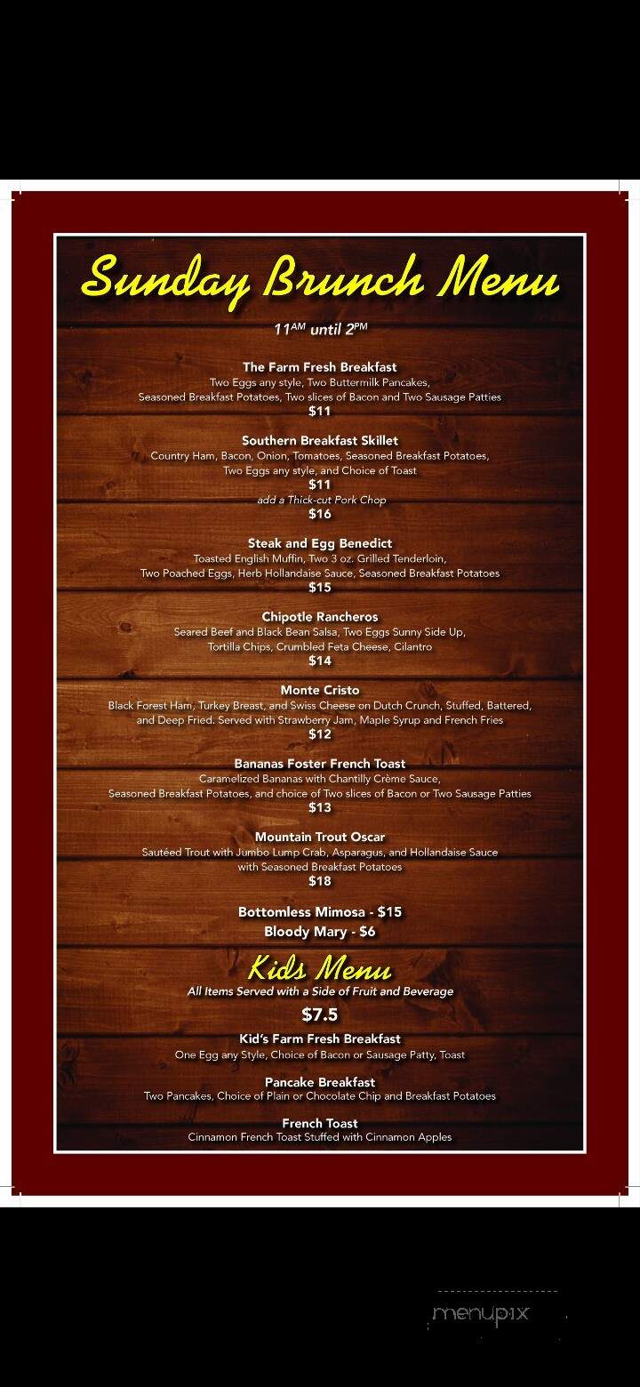Shortfield's - Travelers Rest, SC menu_pic