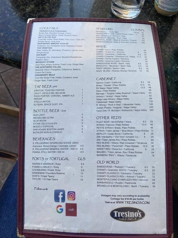 Tresino's - Wildomar, CA menu_pic
