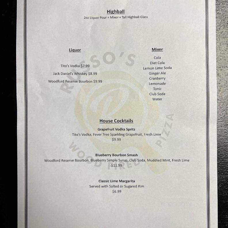 Russo's Pizza - Northfield, OH menu_pic