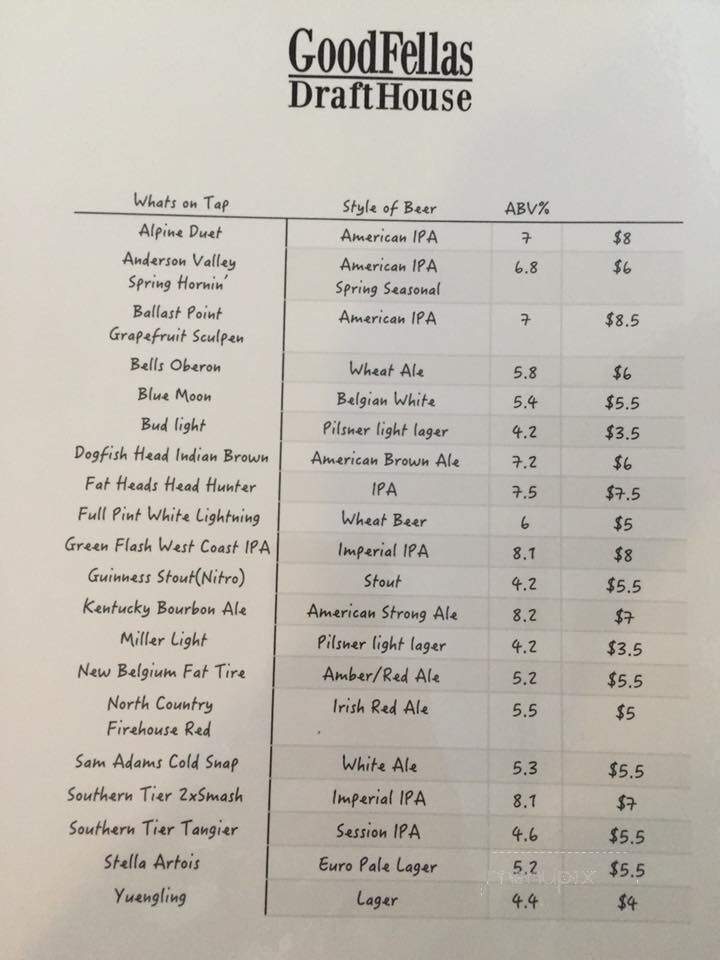 Goodfellas Deli & Drafthouse - Sewickley, PA menu_pic