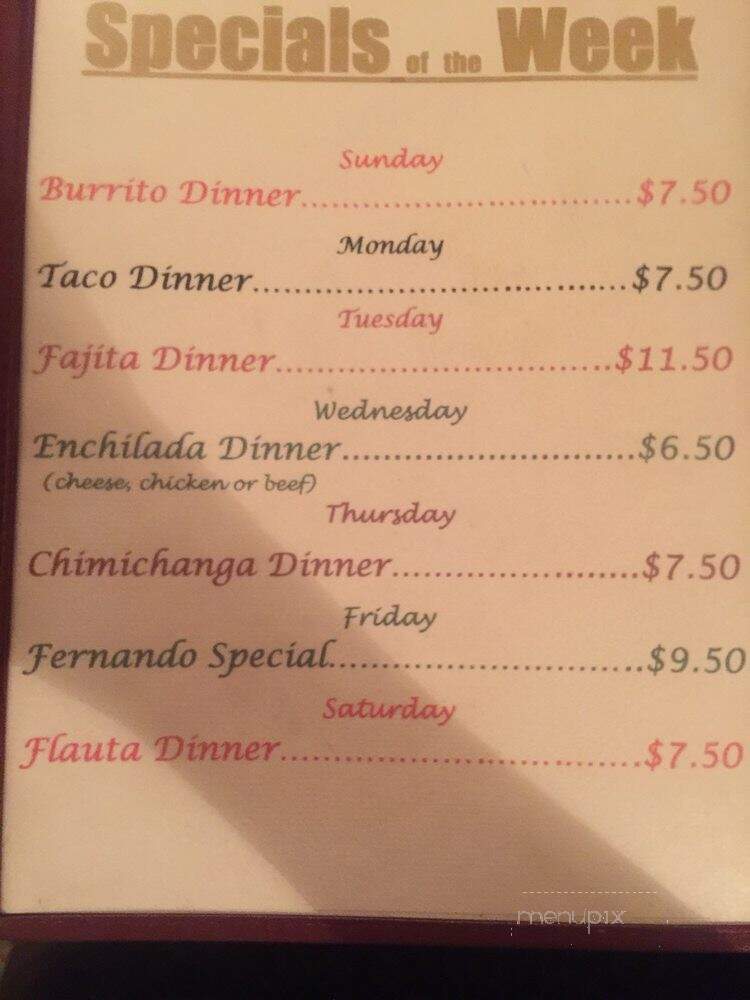 Casa Cavazos Restaurant - Dallas, TX menu_pic