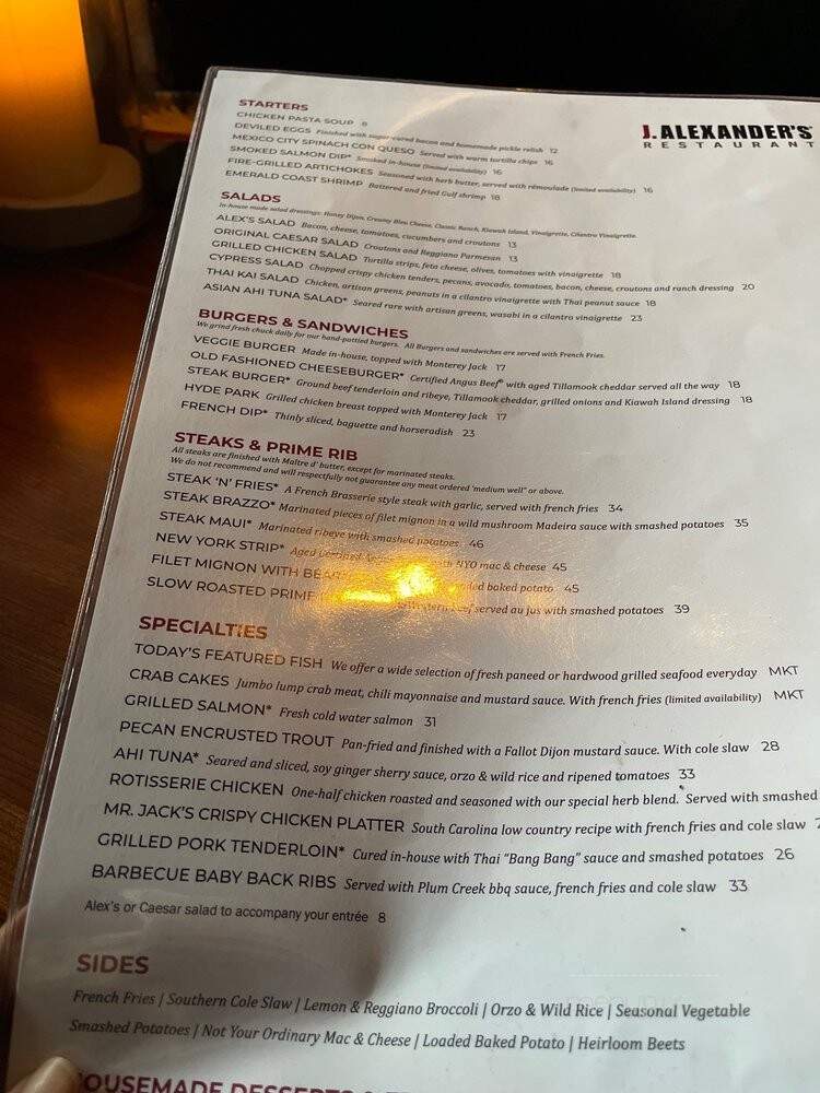 J. Alexander's - Livonia, MI menu_pic