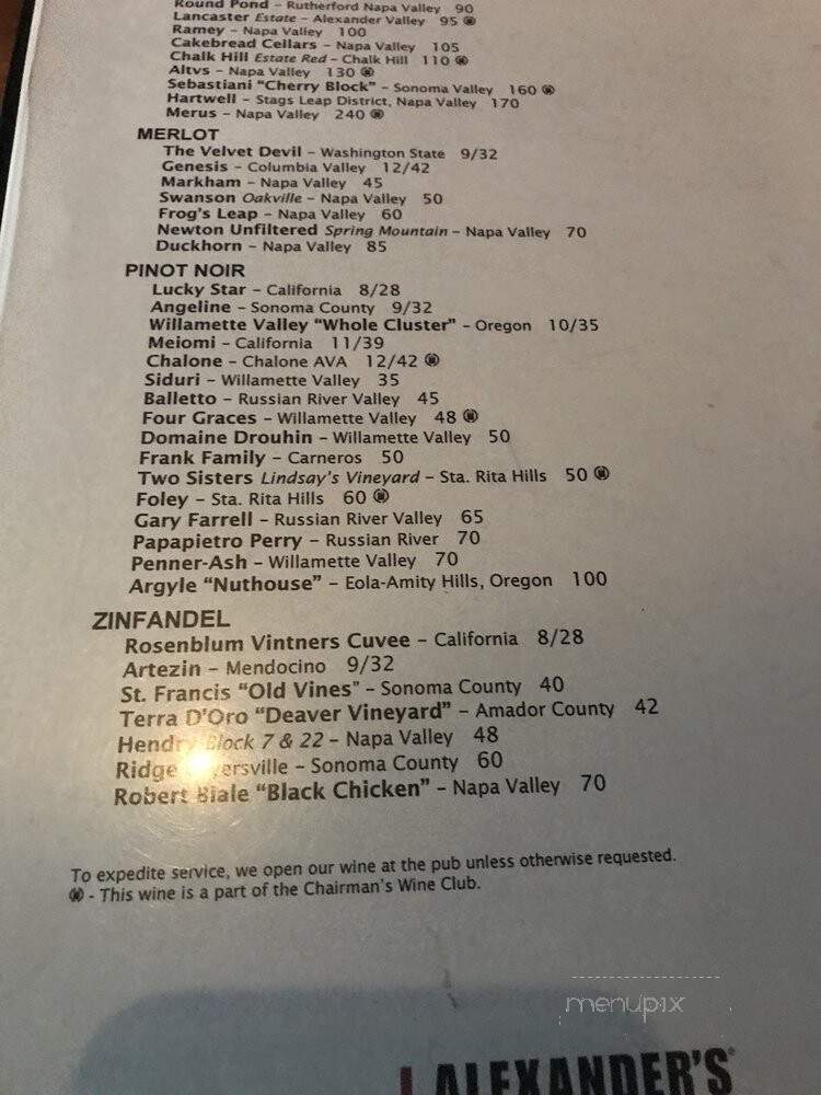 J. Alexander's - Livonia, MI menu_pic