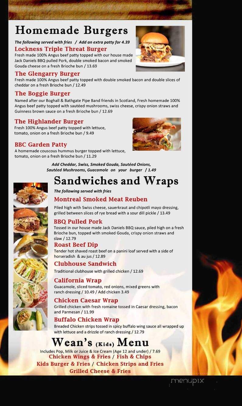 The King George Inn - Cobourg, ON menu_pic